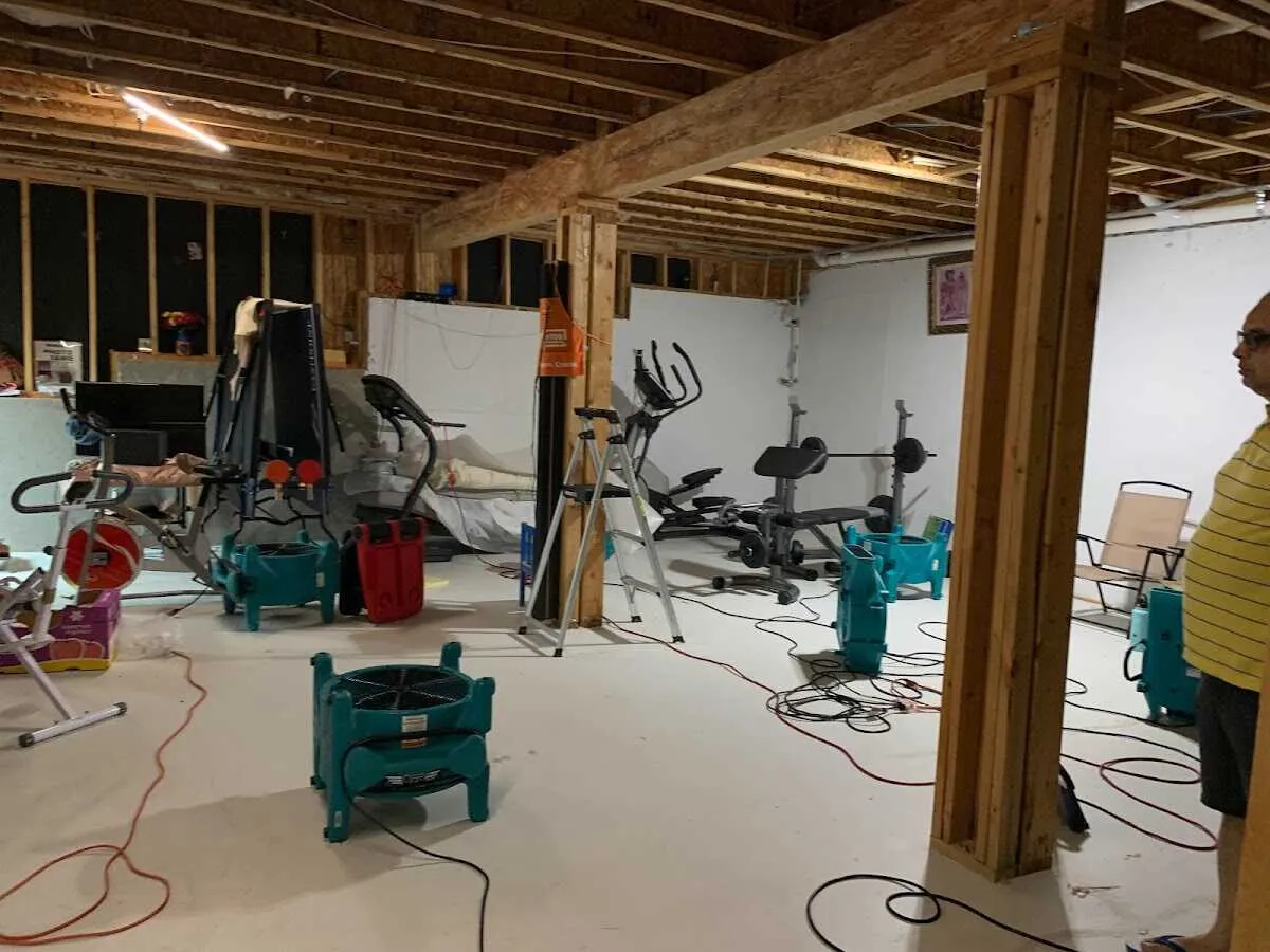 Basement drying equipment setup for Contents Cleaning & Restoration in Lincolnia